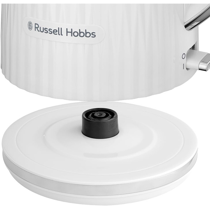 Russell Hobbs Kettle [1.7L 2400W] Eden White, Stainless Steel Accents (removable scale filter, lid opening with push button, water level indicator, illuminated switch, BPA free) Teapot 27360-70