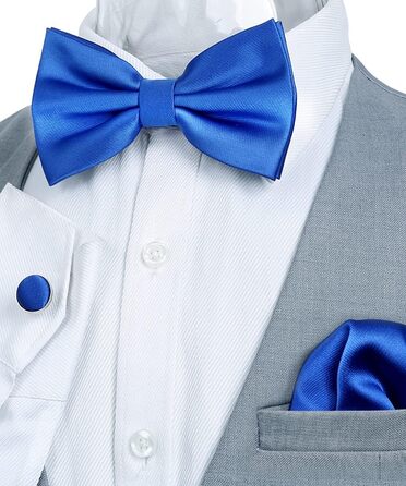 Сет аксесуарів для смокінгу Alizeal: метелик, кишеньковий хустинка та запонки (Бордовий), універсальний розмір. Додатково: синій колір