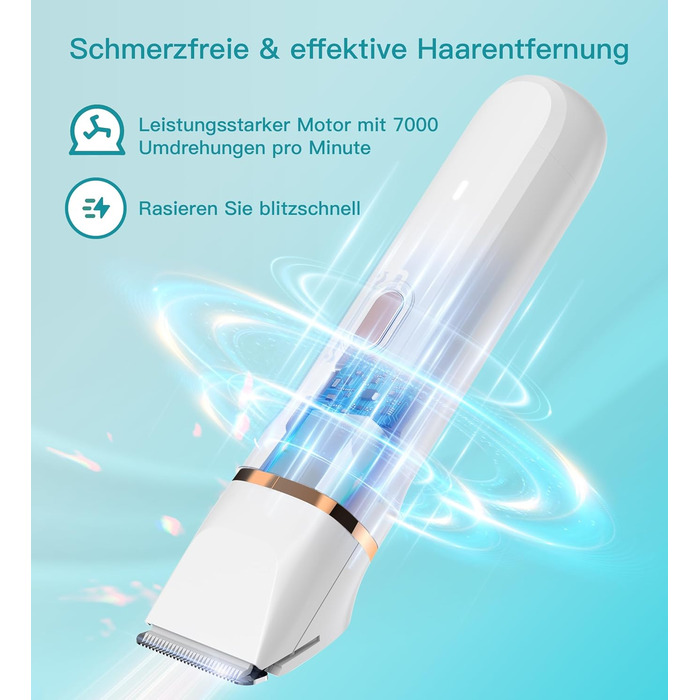 Електричний тример для бікіні 3-в-1 для жінок: тример для обличчя та інтимної зони, для чутливої шкіри. Вологостійкий, для мокрого та сухого використання, перезаряджається