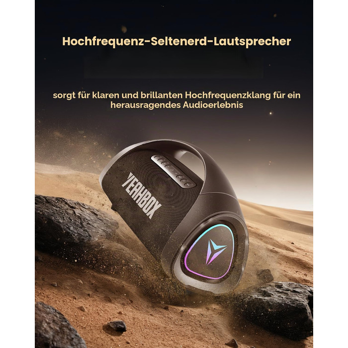 Портативна Bluetooth колонка YEAHBOX Sonic Boom Max 300W з басами, IP67, чорна