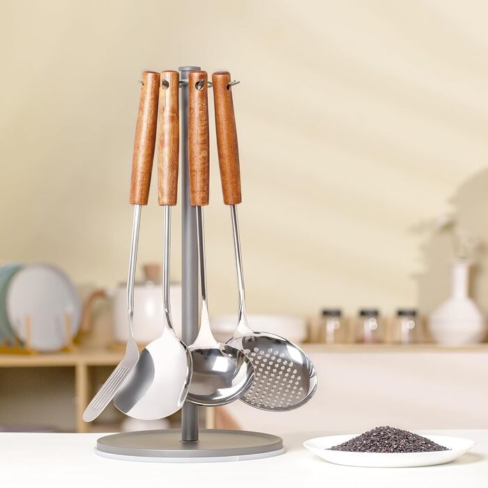 Набір кухонних лопаток та ложок Kellet з нержавіючої сталі 304, 36.2-38.1 см (4 шт., сріблястий)