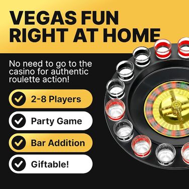 Рулетка для пиття Shot Glass Roulette набір 16 предметів, пластик, червоно-чорний