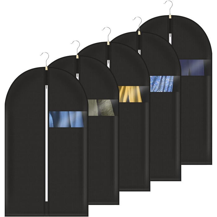 5 шт. Чохли для одягу, 60x140 см, міцні сумки для одягу з блискавкою, дихаючий матеріал, захист для костюмів, пальто, сорочок, зберігання 140x60 см