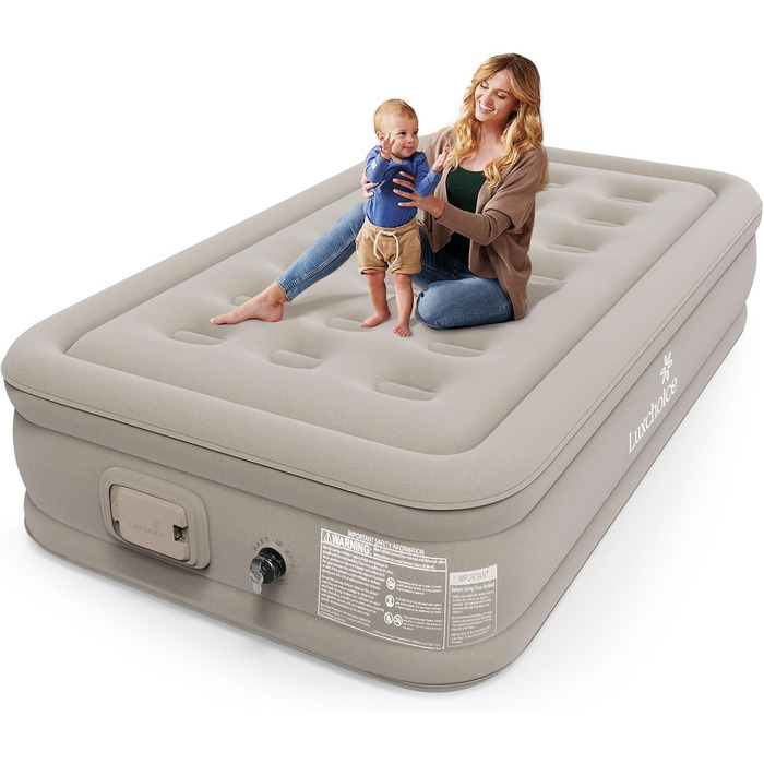 Надувне ліжко 2 персони, надувна матрац, самонадувна з портативним насосом, преміум тканина, антизнос, антишум. Підходить для кемпінгу та дому.