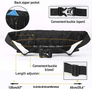 Чоловіча та жіноча поясна сумка Bauchtasche SZSYCN, фанна-пак, чорний камуфляж для спорту, прогулянок, подорожей