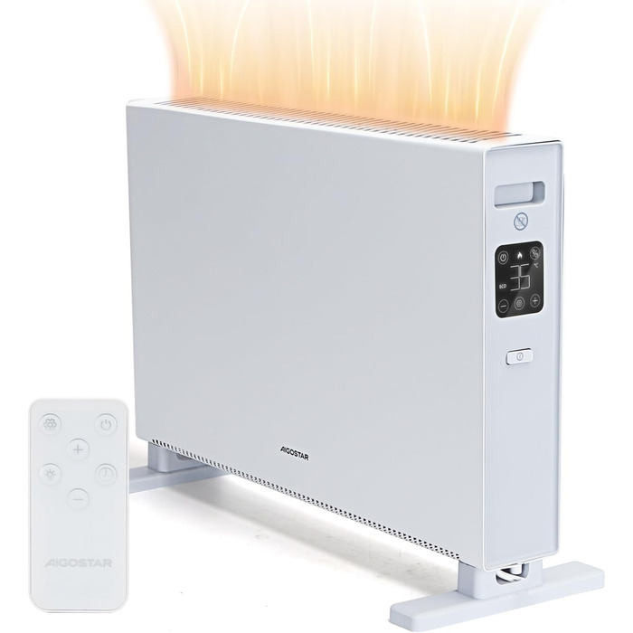 Електричний конвектор Aigostar Ember 2000W з термостатом та пультом дистанційного керування, LED-дисплей, таймер, тиха робота