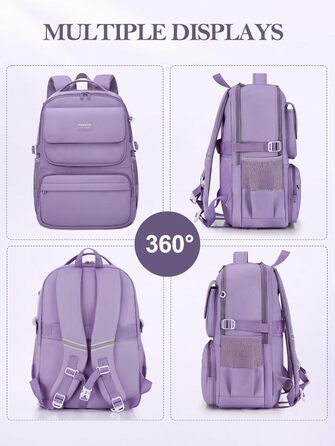 Шкільний рюкзак FIORETTO для підлітків та дівчат: 25L, водонепроникний, з відділенням для ноутбука 15.6