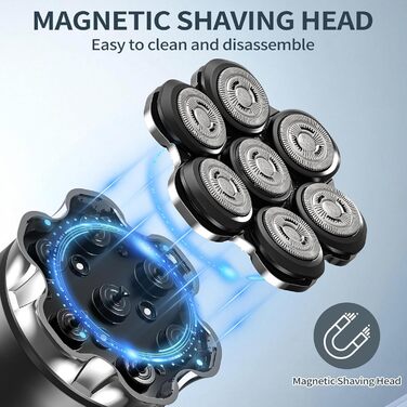Електричний гоління голови для чоловіків Glatzen, 7D гнучкий знімний гоління, плаваюча головка, водонепроникний для мокрого та сухого використання, гоління з LED-дисплеєм