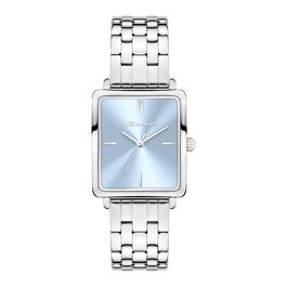 Годинник Tamaris для жінок з квадратним корпусом та браслетом з нержавіючої сталі або шкіряним ремінцем (срібний квадрат / світло-блакитний)