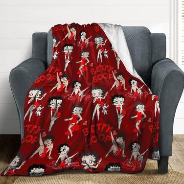 Плед HYN Betty Boop з фланелі для софи, м'який, червоний, 127x101 см, подарунок для мами