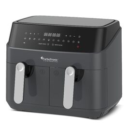 Аерофритюрниця TurboTronic Doppel XXL 9л (2х4.5л) з цифровим керуванням, сіра - фритюрниця без олії, 12 програм