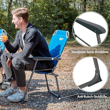 Крісло для кемпінгу Portal: складне, легке, на 150 кг, з високою спинкою, для риболовлі, пляжу, відпочинку на природі (оранжевий, сірий, блакитний)