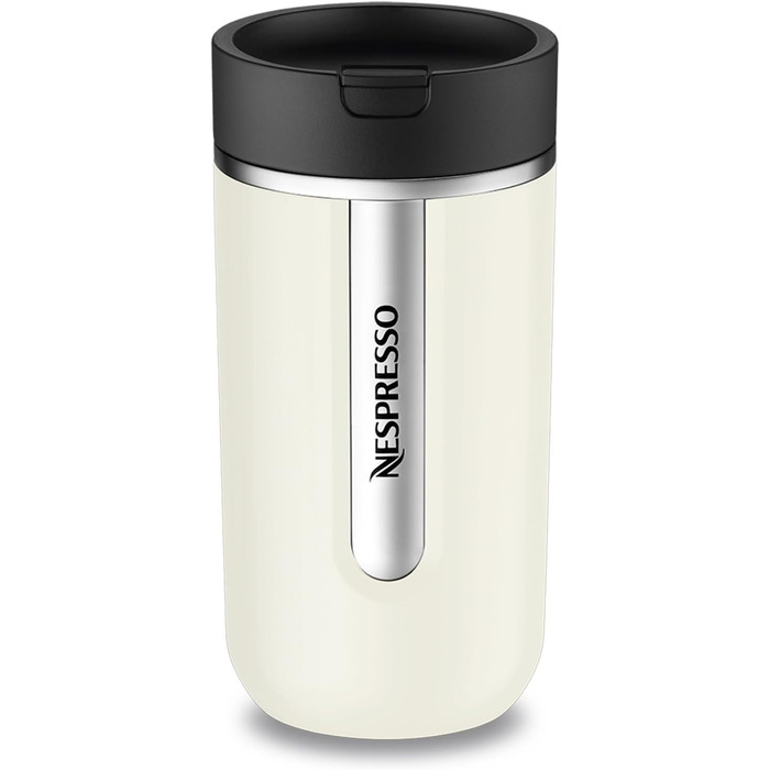 Термокружка Nespresso Travel Mug Small Sage Green 300 мл | Зручна термокружка для кави, чаю, матча | З щільною кришкою, можна мити в посудомийній машині | Сталевий термос-чашка з невеликим об'ємом | Колір: Salbeigrün (Vanilla Ice)