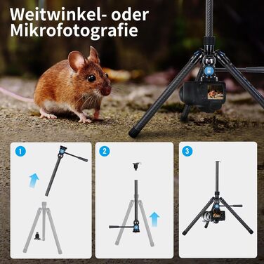 Штатив SIRUI Traveler X Carbon з Fluid-головкою та Quick-Twist системою для Arca Swiss, Ultraleichtes Reisestativ для DSLR/Відеозйомки, реверсивна центральна колона, 0.95kg