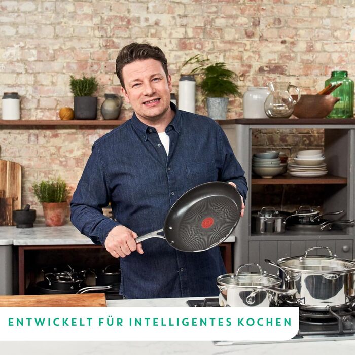 Сковорода Tefal Jamie Oliver Cook's Direct 24 см, індукційна, антипригарна, з термоіндикатором, нержавіюча сталь