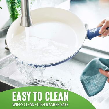 Набір посуду GreenLife Soft Grip 12 предметів: каструлі та сковорідки з антипригарним покриттям Ceramic, нержавіюча сталь, синій, без PFAS, придатний для миття в посудомийній машині