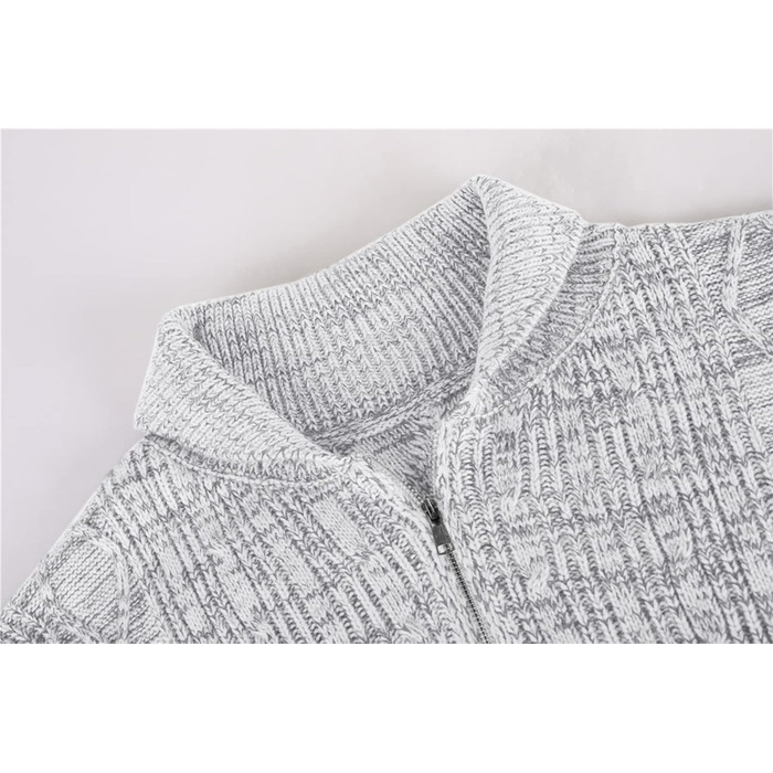 Чоловічий в'язаний кардиган Runcati з довгими рукавами, коміром та застібкою-блискавкою. Сірий колір, розмір XXL.