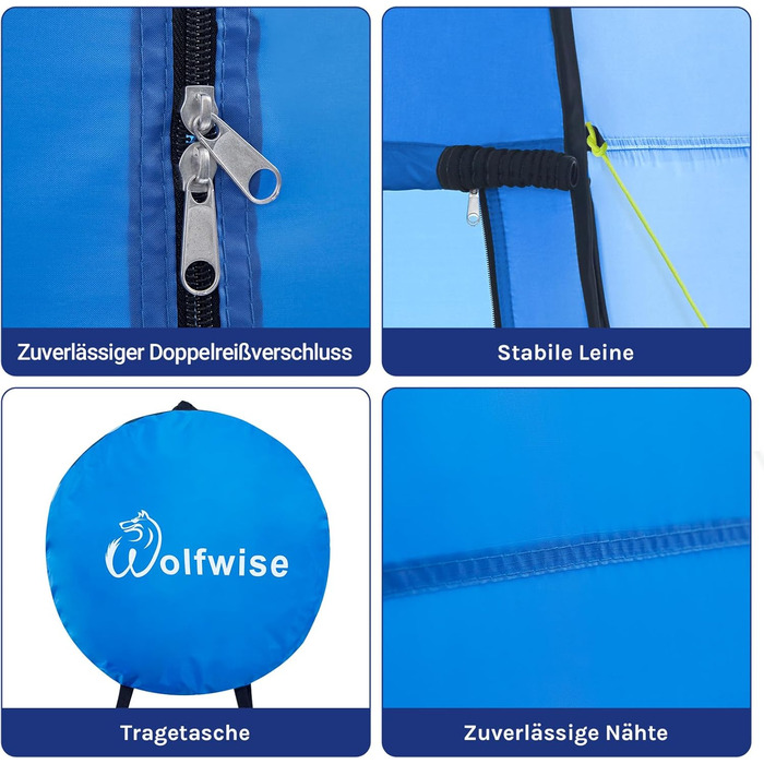WofWise Portable Pop-Up Shower Toilet Tent - Outdoor Privacy Shelter for Camping, Hiking, Beach & Travel (Blue, XL)