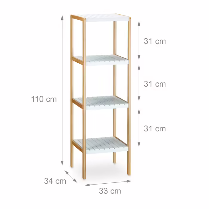 Relaxdays Bamboo Shelf with 4 Shelves