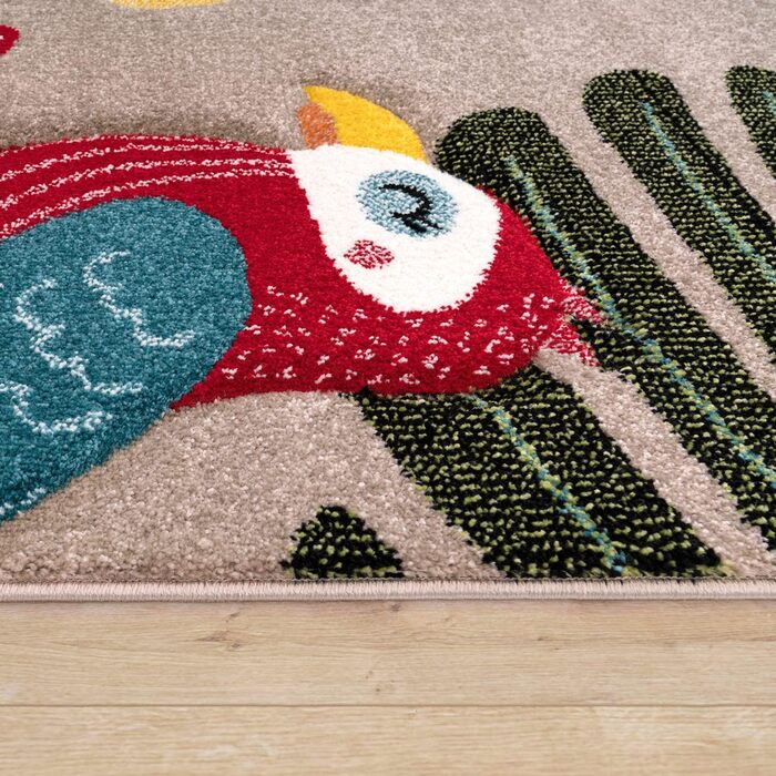 Дитячий килим TT Home Джунглі Зоо Тварини Жираф Змія Лев Мавпа Зелений 140x200 см (160x230 см, Бежевий Джунглі)