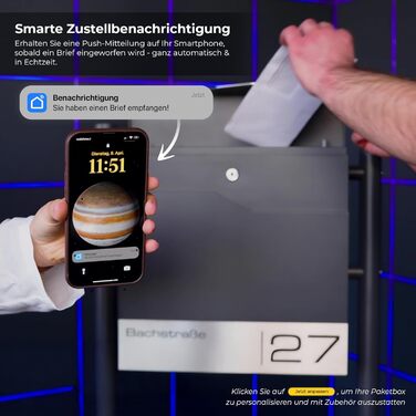 Поштовий ящик Metzler Anthrazit RAL 7016 з газетницею та табличкою з нержавіючої сталі V2A, антикорозійний, сучасний, 10 років гарантії на запчастини