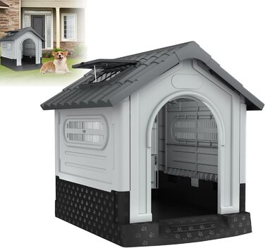 Будка для собак Median, пластикова, вологостійка, сірого кольору (79.5 x 70.5 x 78 см)