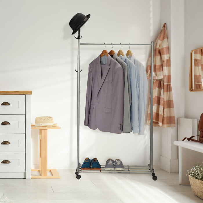 Relaxdays Silver Wardrobe with Wheels