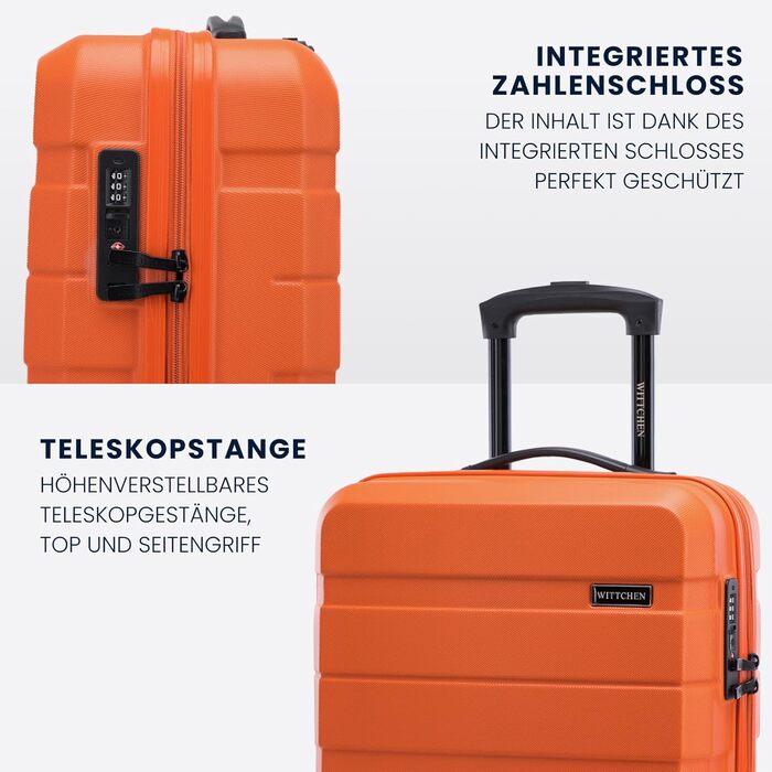 Набір валіз WITTCHEN COMODO Line: 3 шт., ABS, телескопічна ручка, TSA-замок, 4 колеса (Оранжевий)
