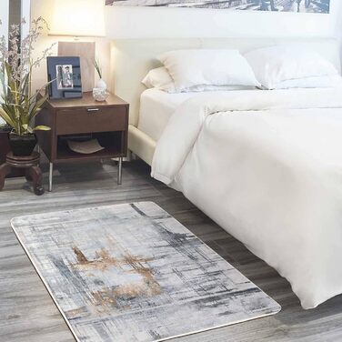 Килимок Tinyboy-HBQ для вітальні та спальні: сучасний дизайн, короткий ворс, сірий (80 x 120 см)