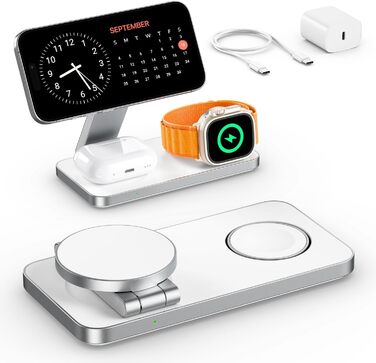 Зарядна станція Inductive QTlier 3-в-1 для iPhone 15/14/13/12, Apple Watch та AirPods, 30W Wireless Charging