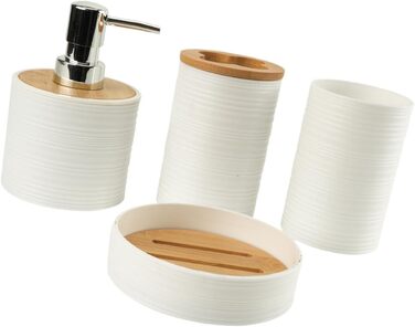 Набір аксесуарів для ванної кімнати Perfk 4X: мильниця, стакан для води, тримач для зубних щіток, зелений (білий)