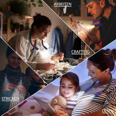 LED лампа на шию LUXJET для читання, в'язання, ремонту - акумуляторна, 3 кольори світла, регульована яскравість (темно-синій)