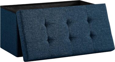 Zedelmaier Bench with Storage Space, Upholstered Bench, Seat Stool, Storage Chest, Load Capacity up to 300 kg, 76 x 38 x 38 cm (Linen - ) (Navy Blue, 38W x 76D x 38H cm)