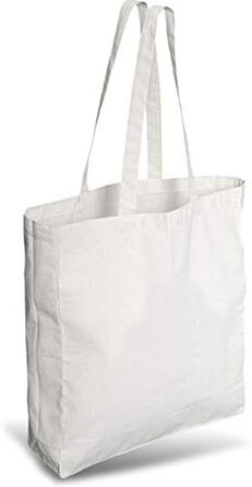 Cottonbagjoe Shopping Bags | 38x42x10 cm | Side and bottom pleats | with long handles | Jute bags | Cotton bags for painting, printing | DIY (150 pcs, White)