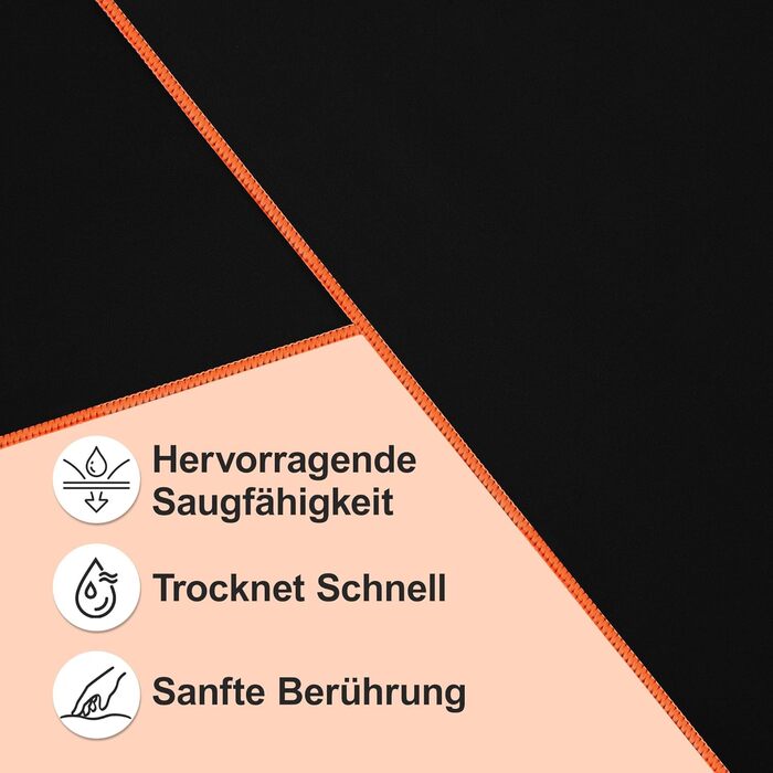 Набір спортивних рушників 2 шт. 120x50 см з кишенею на блискавці, мікрофібра, для тренажерного залу, швидке висихання, чорно-жовтий