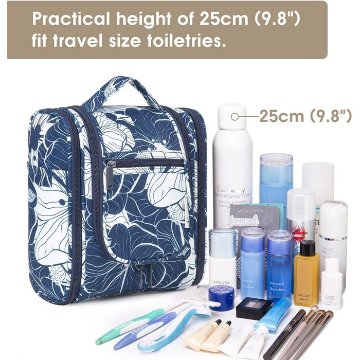 Косметичка для жінок та чоловіків Narwey Klein - дитяча косметичка для підвішування, чоловіча косметичка, валізка для косметики (Блакитний Лотос (Маленька)) A-Блакитний Лотос S