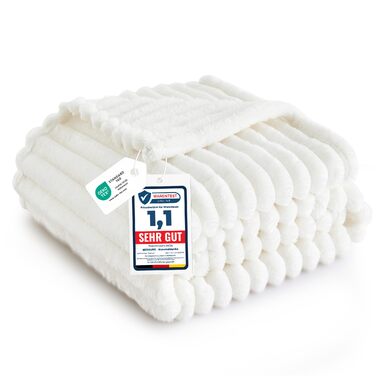 BEDSURE Плед-декор для дому - теплий вовняний та флісовий плед, покривало на диван, м'який, великий, ковдра для вітальні, 150 x 200 см, білий