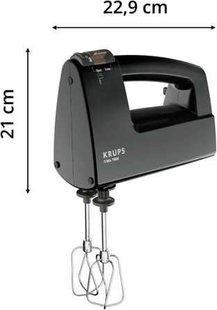 Krups 3Mix 7000 Hand Mixer 60 Years Special Edition, 500 Watt, Stainless Steel Dough and Whisk Hooks, Long Power Cord, Accessory Bag, F6085811, Black/Copper 3 Mix 7000 F60858