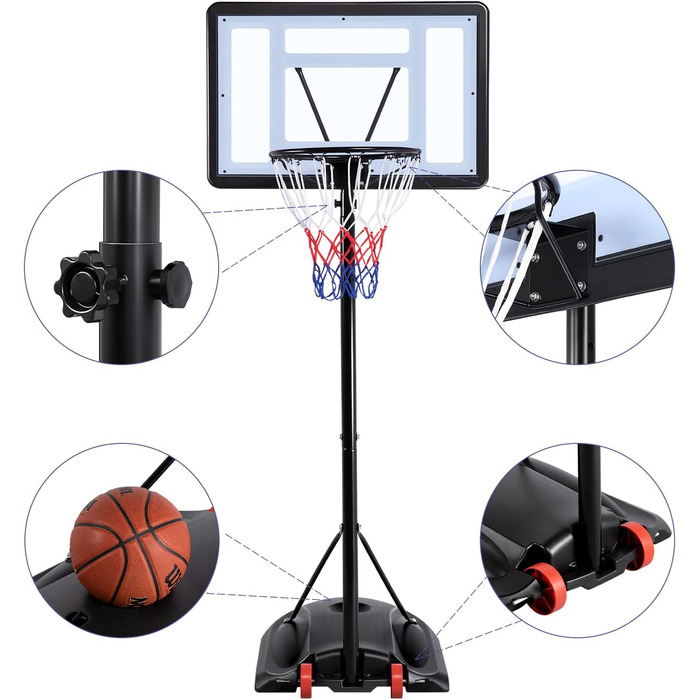 Yaheetech Adjustable Basketball Stand with Wheels - Outdoor Basketball Hoop System