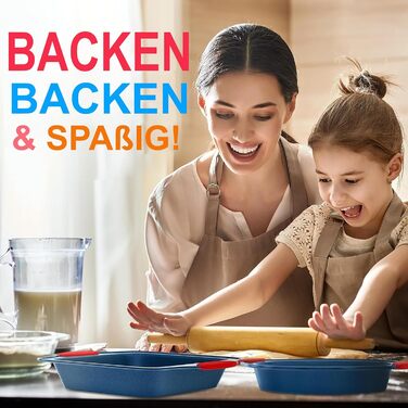 Набір форм для випічки Nutrichef 10 шт. з антипригарним покриттям – для випікання солодкого (печиво) та солодкого (піца). Форми для випічки з вуглецевої сталі, без PFOA та PTFE, з силіконовими ручками (круглі та квадратні).