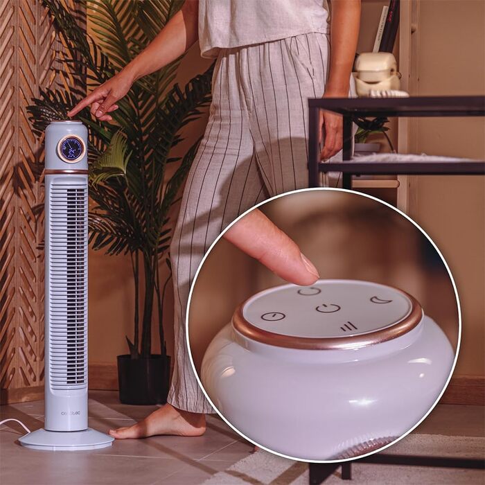 Вентилятор Cecotec EnergySilence 1090 Skyline Retro Smart Green - 81 см, 40 Вт, LED дисплей, дистанційне керування, 3 швидкості, 3 режими, таймер 12 годин, осциляція 72º, зелено-блакитний