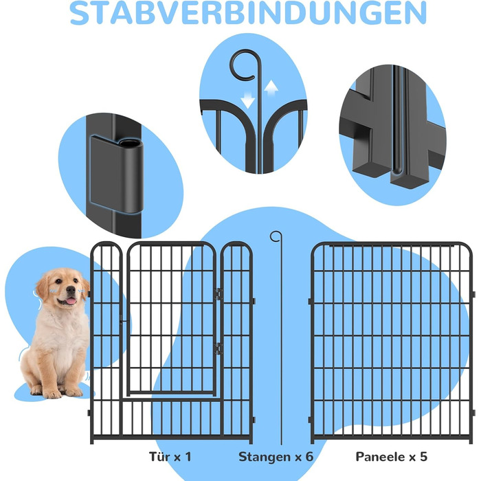 Клітка для цуценят, ігровий вольєр для собак, 65 x 80 см, металева, з дверцятами та засувом