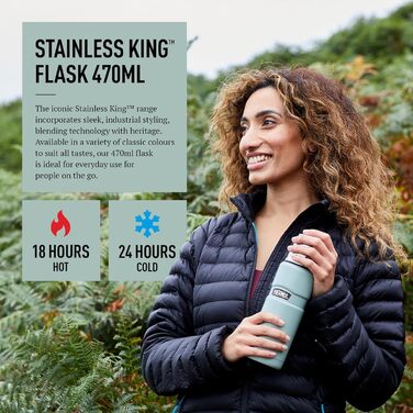 Stainless King 470ml Insulated Water Bottle - Travel Mug & Daily Commute Bottle - Duck Egg Blue