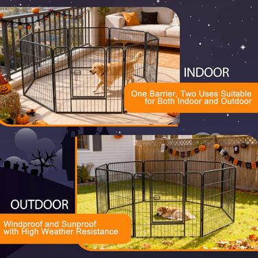 Загін для собак, комплект з 8 панелей, 80x60 см, зона відпочинку для собак та домашніх тварин, для дому та вулиці