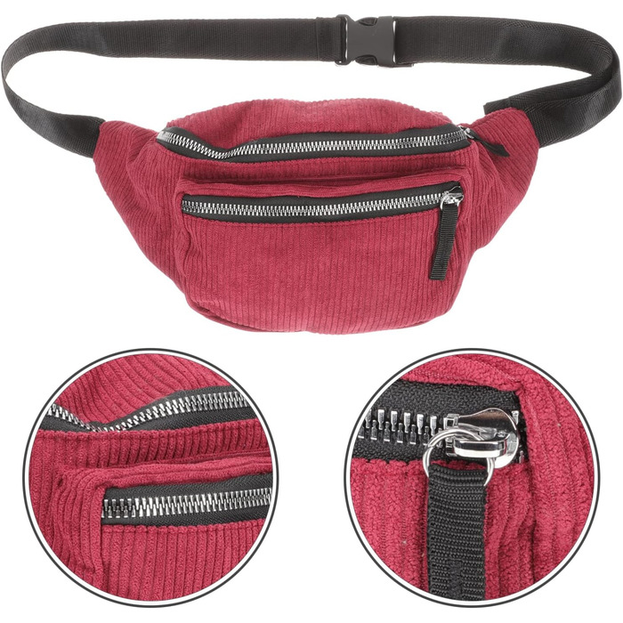 Набір з 2 бананки/поясна сумка Valiclud для жінок та дівчат. Зелений (червоний) колір.