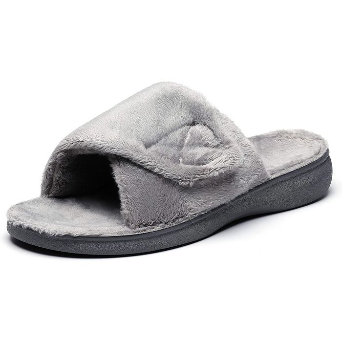 Тапочки SOLLBEAM з підтримкою склепіння стопи, ортопедичні п'ятники, сандалії для жінок (44.5 EU, Gray01)