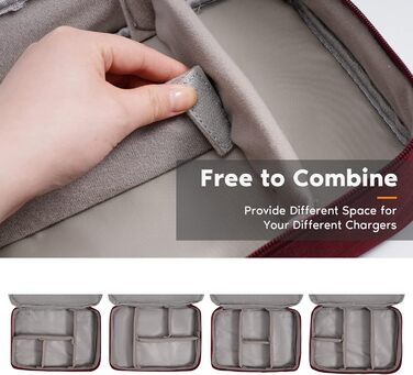 Органайзер для кабелів OrgaWise: кейс-сумка для зберігання та організації кабелів (3 шари, сірий/червоний)