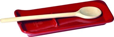 Interior Oak Grooved Spoon Rest, Ceramic, Burgundy