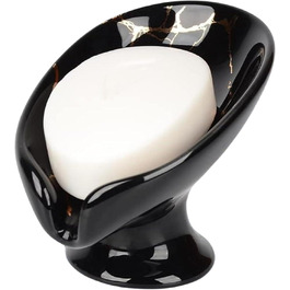 Керамічний підставка для мила, самостійно осушуючий, у формі листка, легко очищається, для ванної кімнати, кухні, душу (білий, чорний)