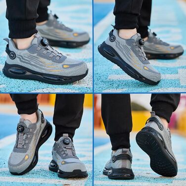 Робочі черевики з металевим носком для чоловіків та жінок, сірі, розмір 43 EU, дихаючі, з поворотним затвором, захисне взуття